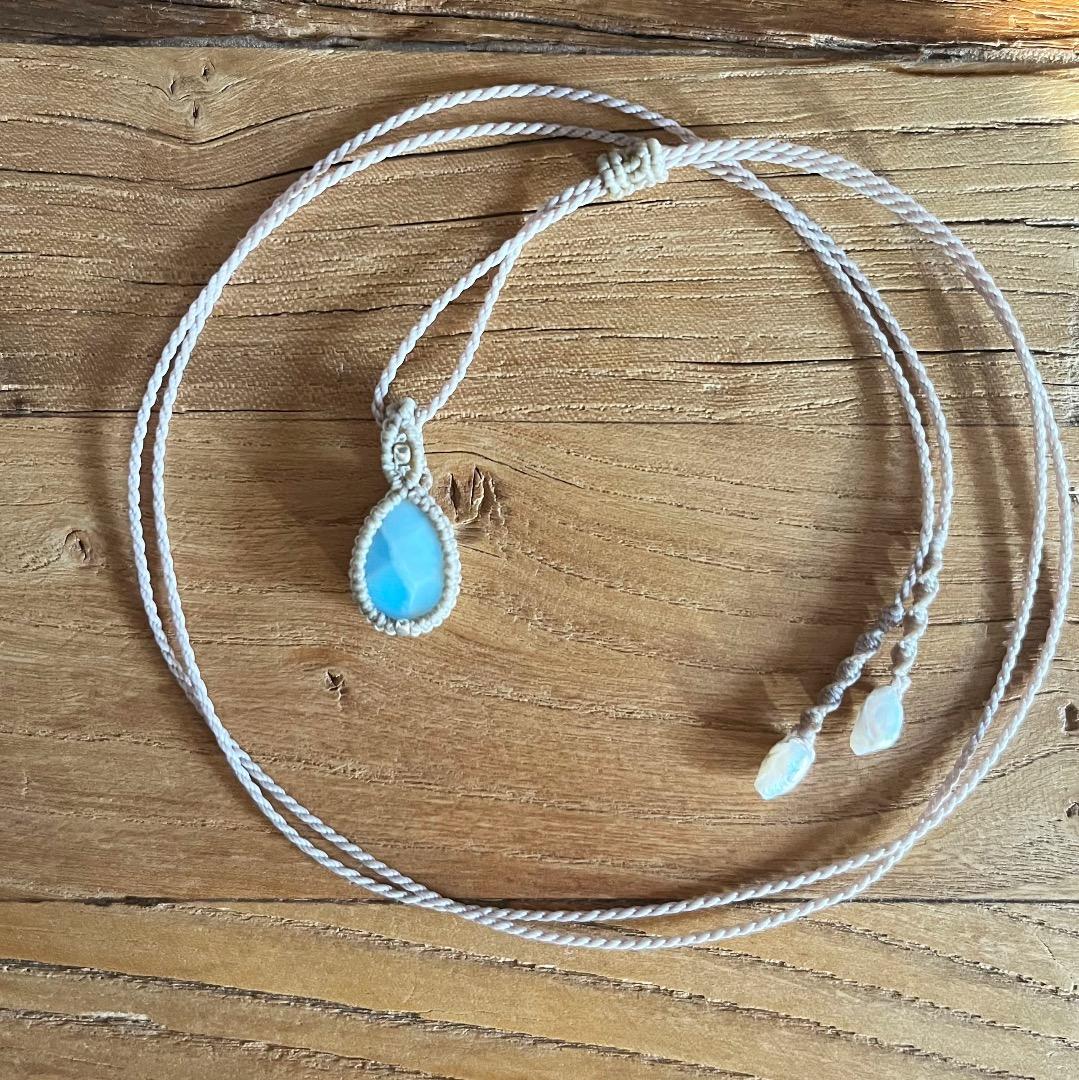 ＊暖かい海の小さなラリマーマクラメネックレス＊