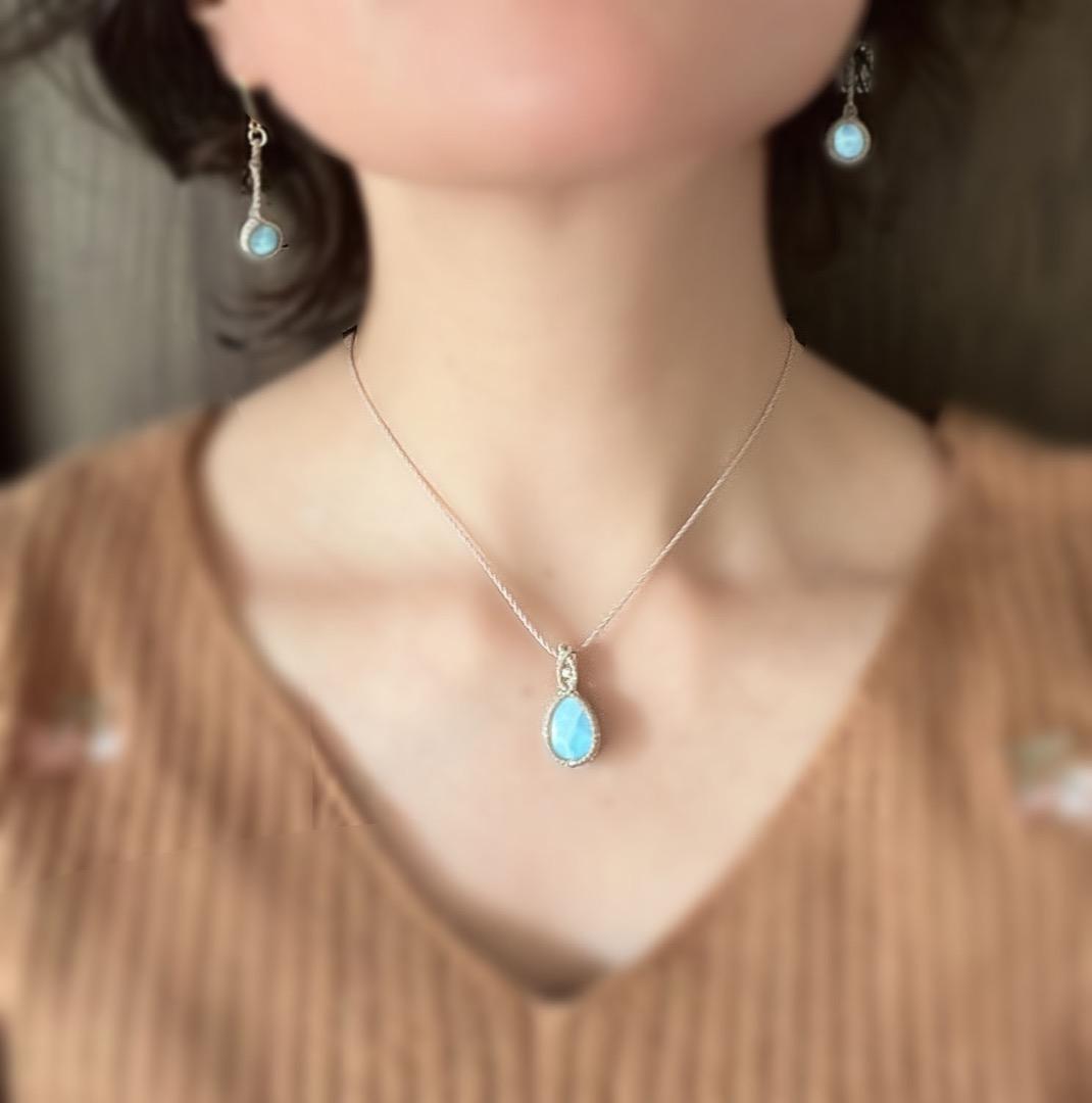 ＊暖かい海の小さなラリマーマクラメネックレス＊