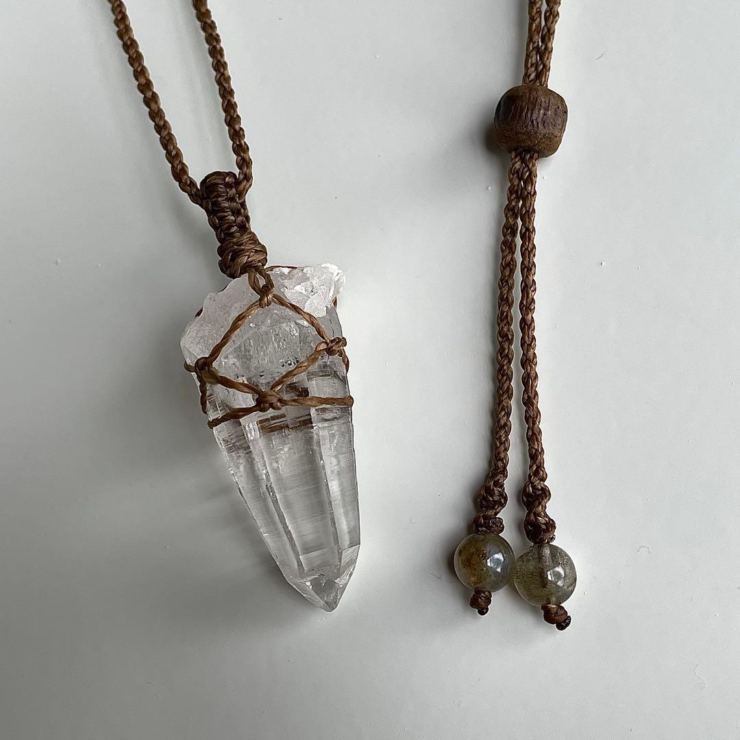 ヒマラヤ水晶 ガネッシュヒマール ＊ マクラメペンダント ネックレス 14