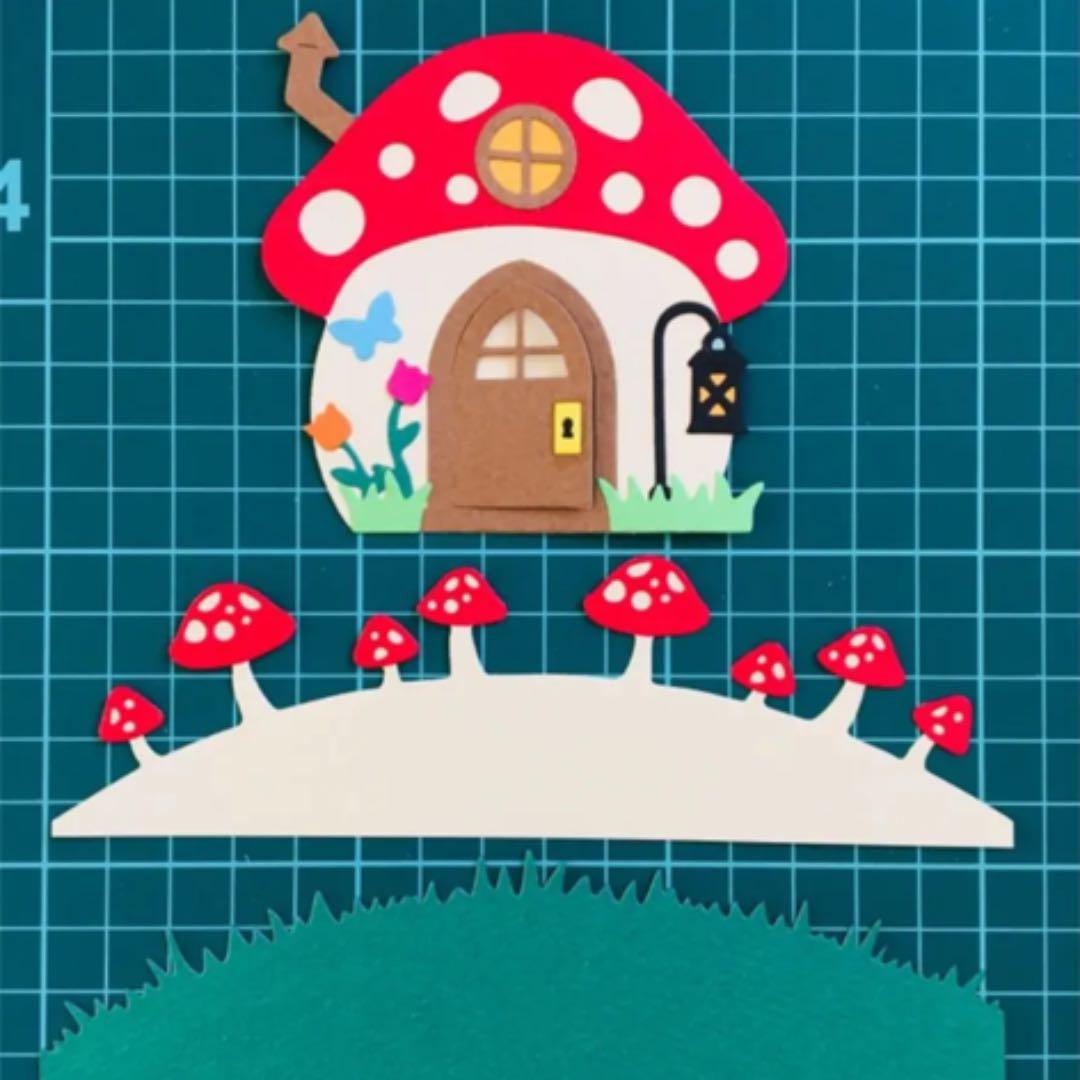 ◆オーダー用◆ダイカット 大きめキノコの家 秋