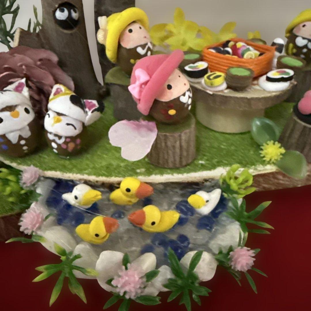 どんぐりアート♡ねこ帽子お雛様オブジェ＆春のオブジェ♡