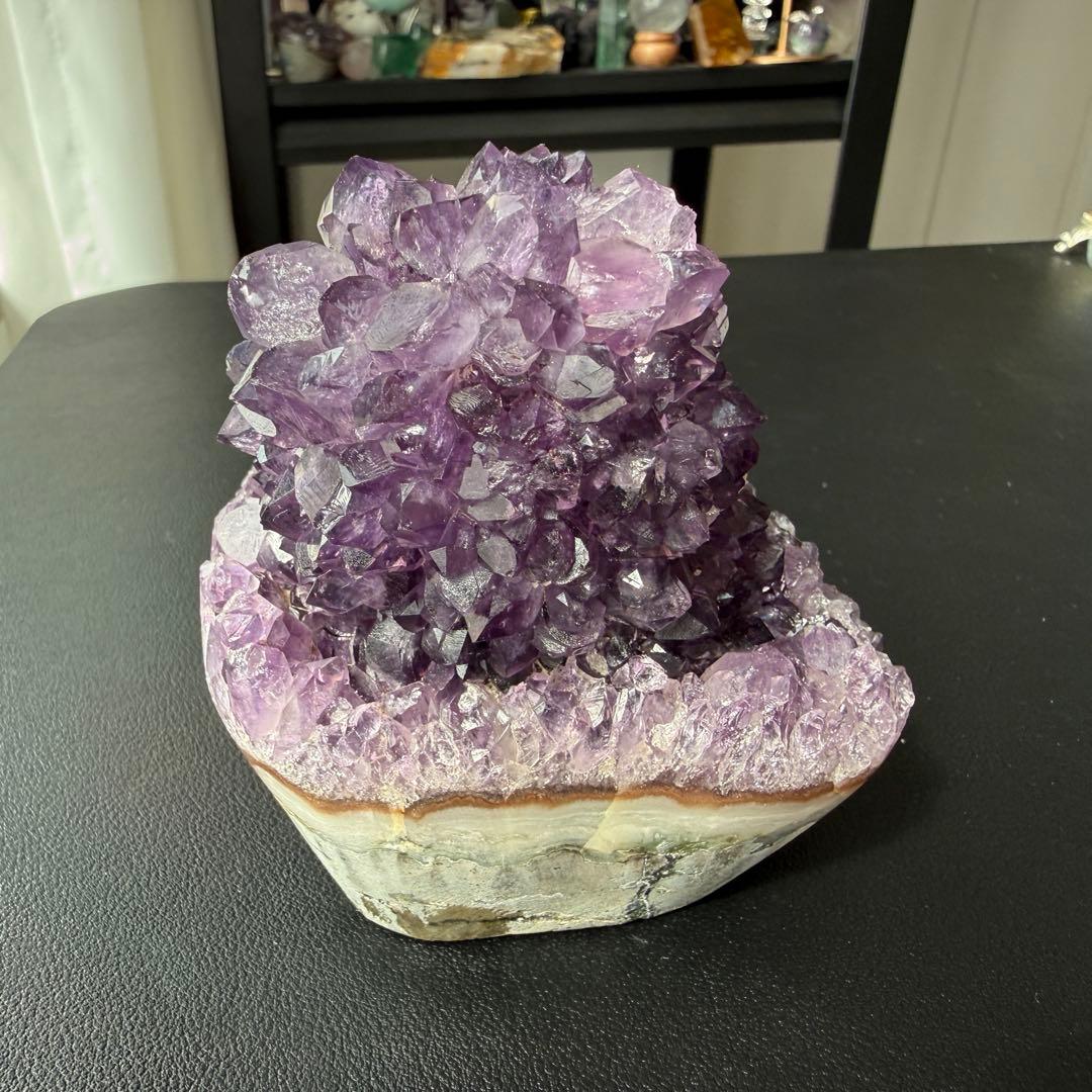 天然石天使指紋付き　アメジストの原石　置物　鉱物NO.032317