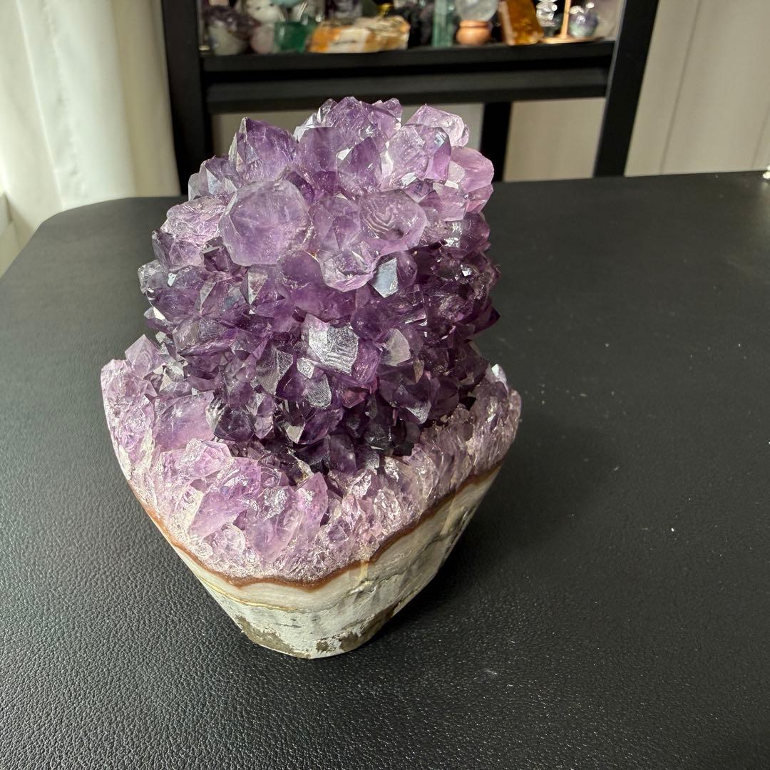 天然石天使指紋付き　アメジストの原石　置物　鉱物NO.032317