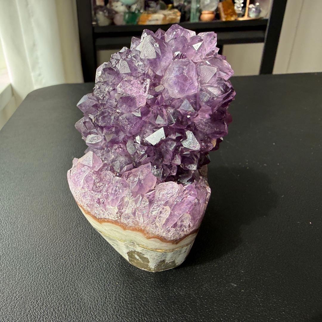 天然石天使指紋付き　アメジストの原石　置物　鉱物NO.032317