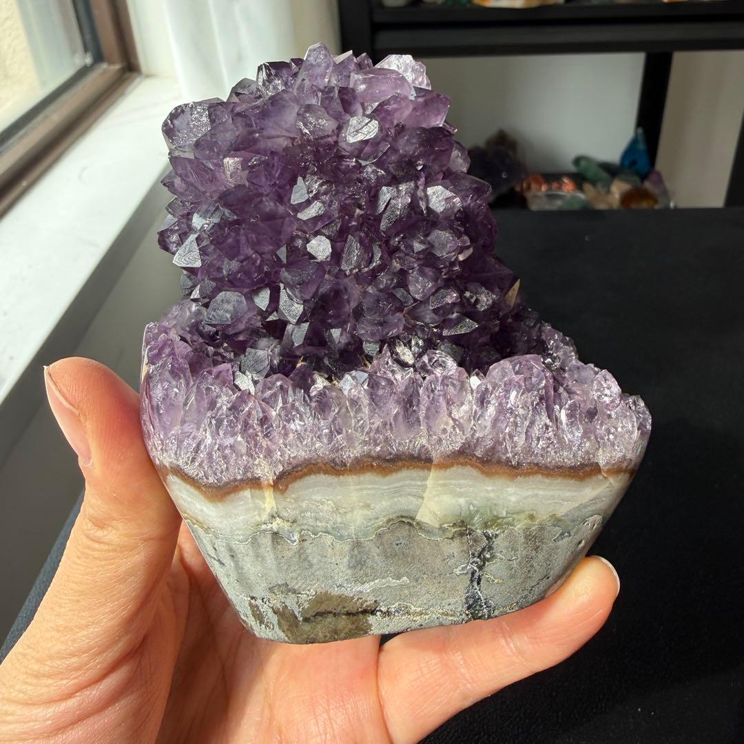 天然石天使指紋付き　アメジストの原石　置物　鉱物NO.032317