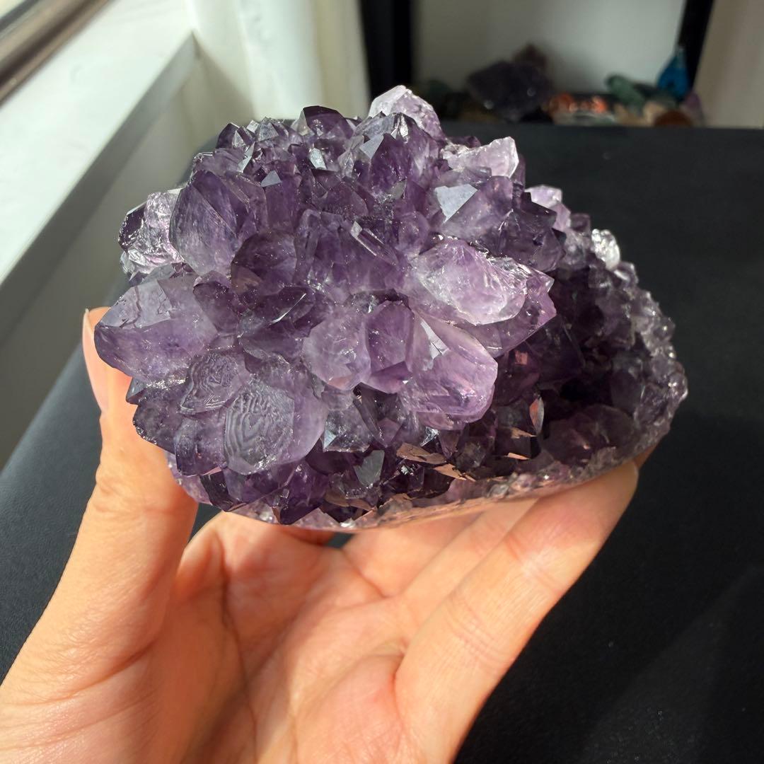 天然石天使指紋付き　アメジストの原石　置物　鉱物NO.032317