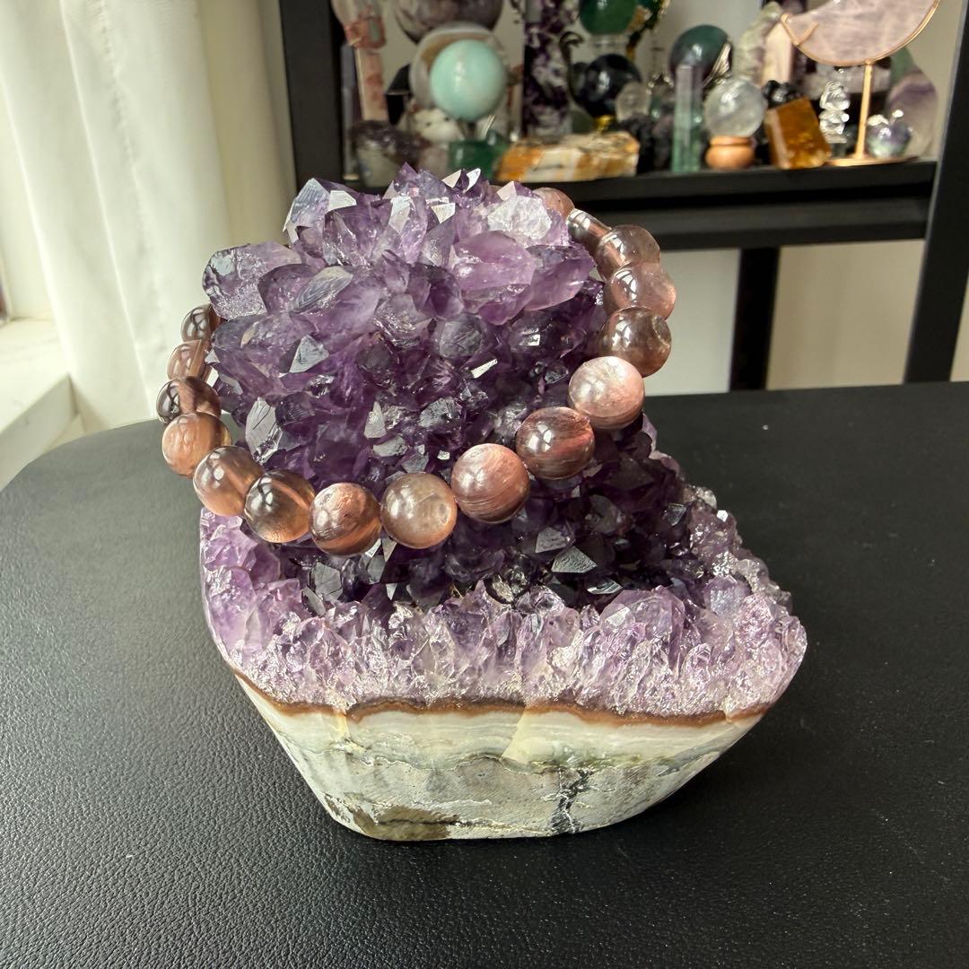 天然石天使指紋付き　アメジストの原石　置物　鉱物NO.032317