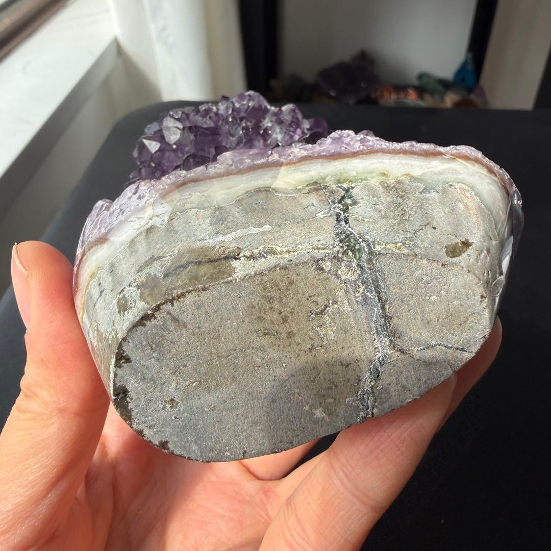 天然石天使指紋付き　アメジストの原石　置物　鉱物NO.032317