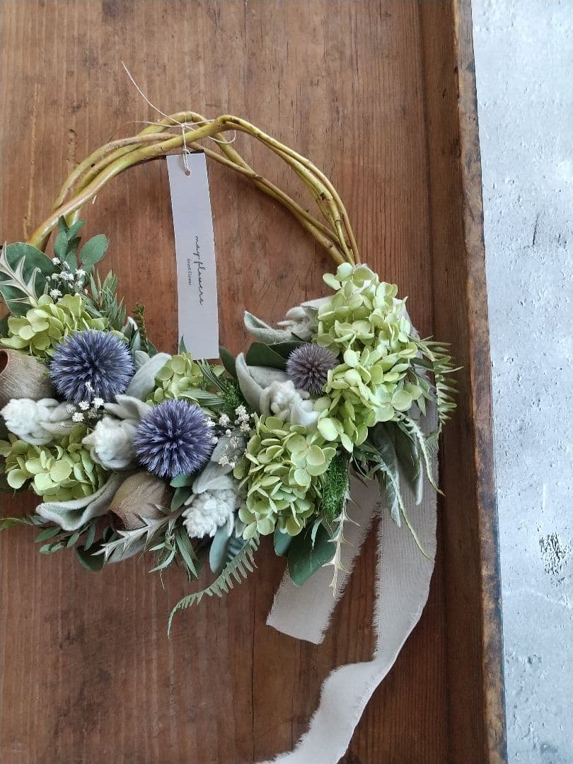 アナベルとルリタマアザミの夏色ハーフリース