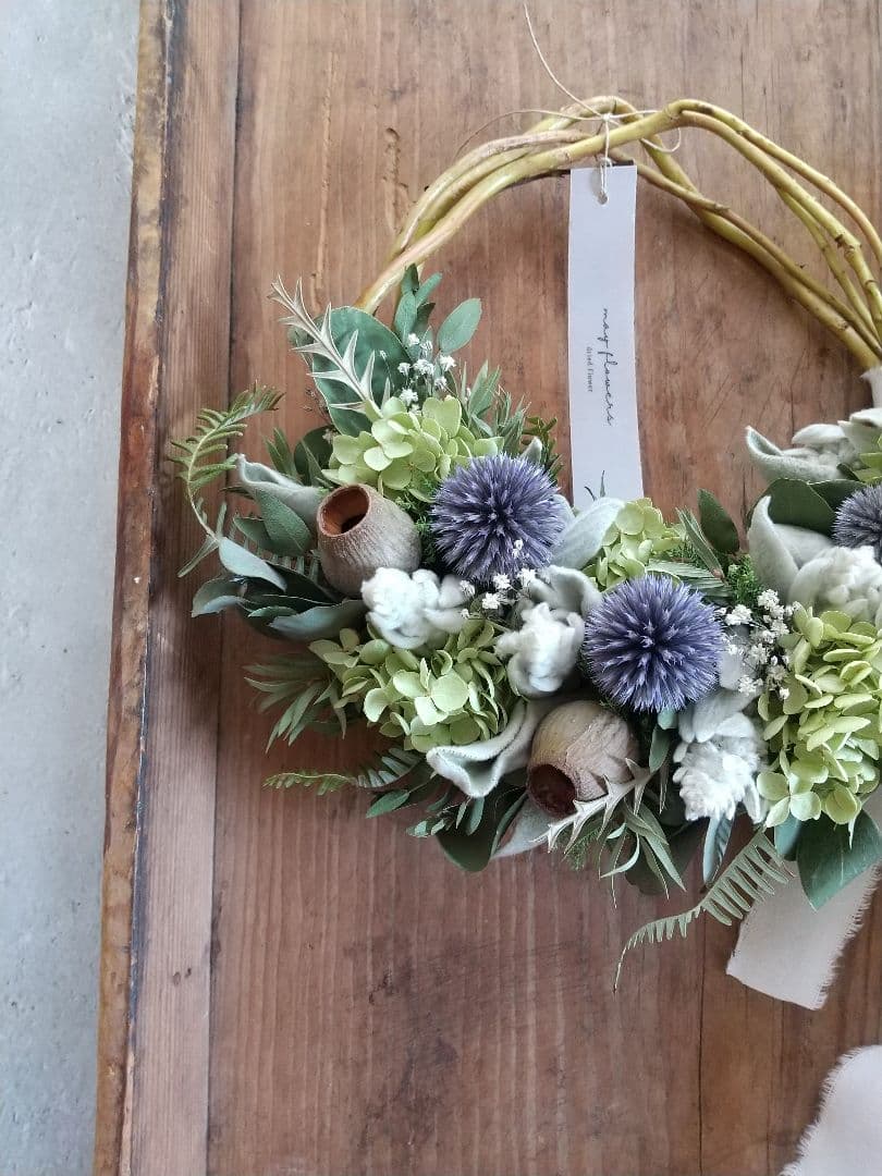 アナベルとルリタマアザミの夏色ハーフリース