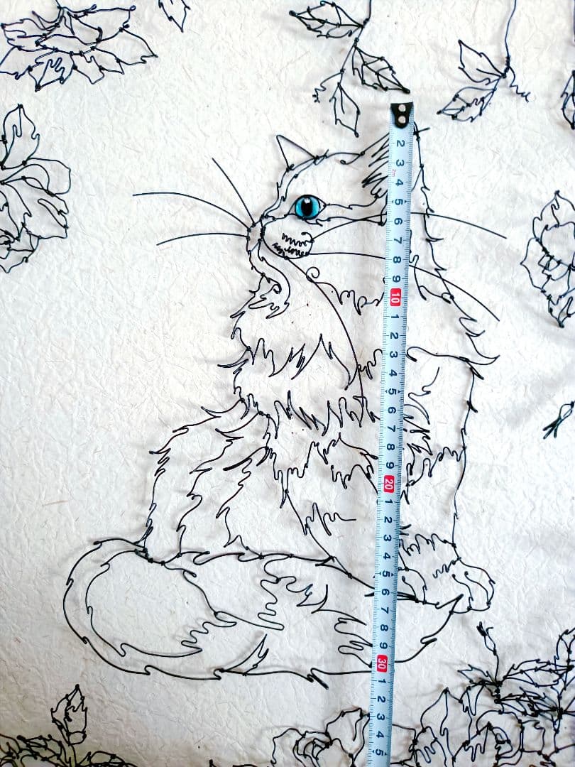 お値下げ中　つる薔薇　猫　ワイヤーアート　フラワーアート