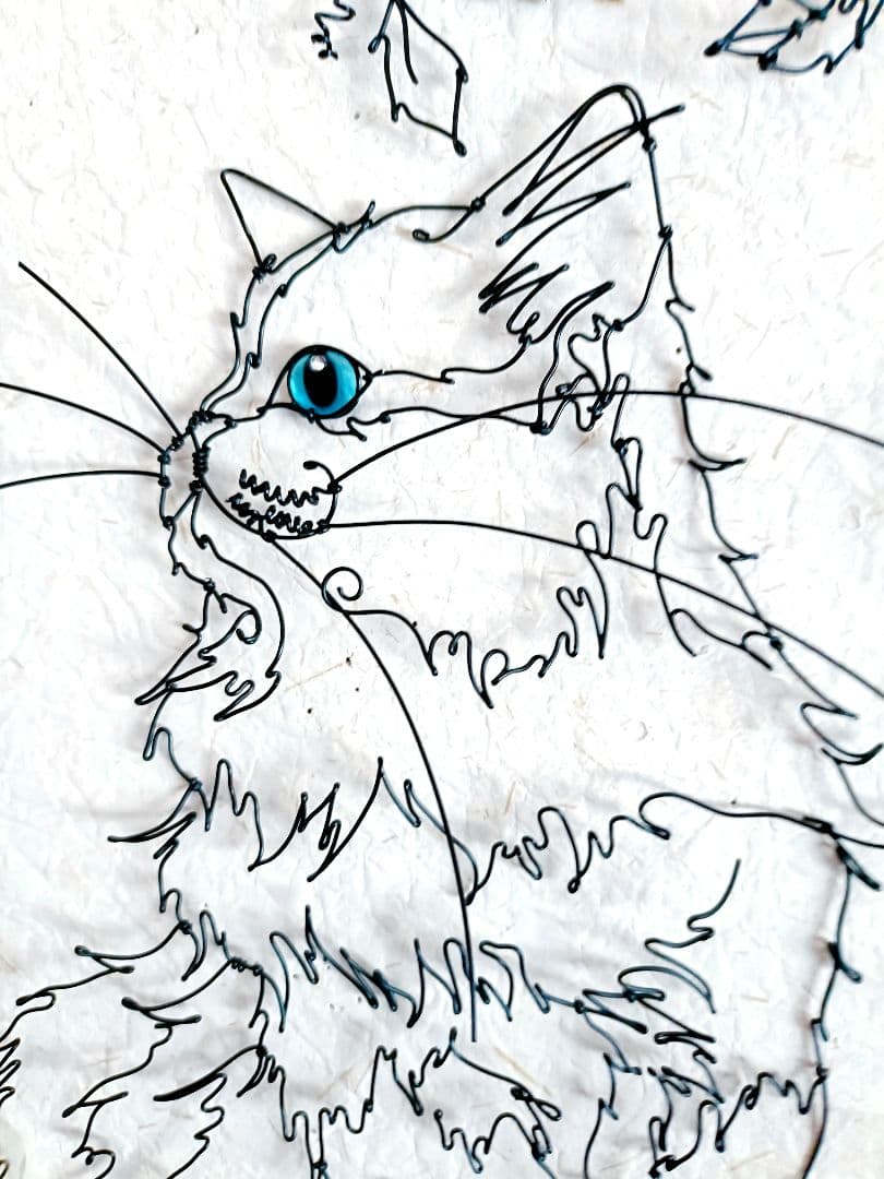 お値下げ中　つる薔薇　猫　ワイヤーアート　フラワーアート