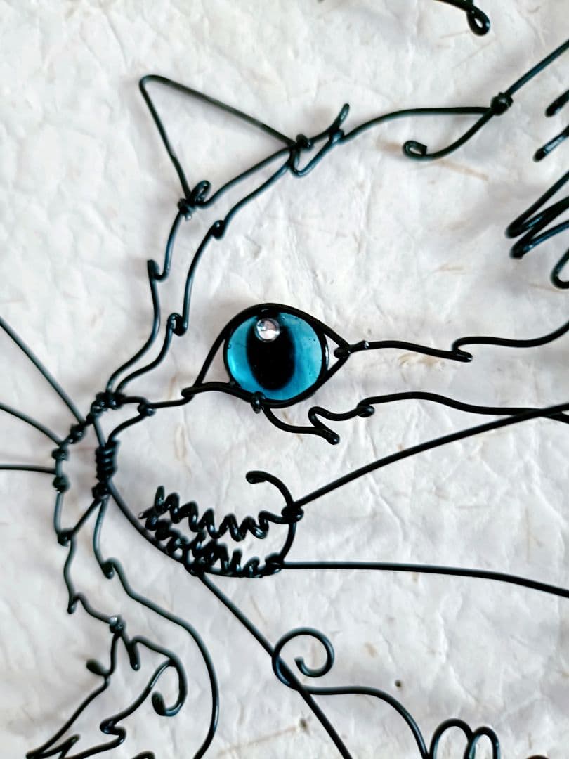 お値下げ中　つる薔薇　猫　ワイヤーアート　フラワーアート