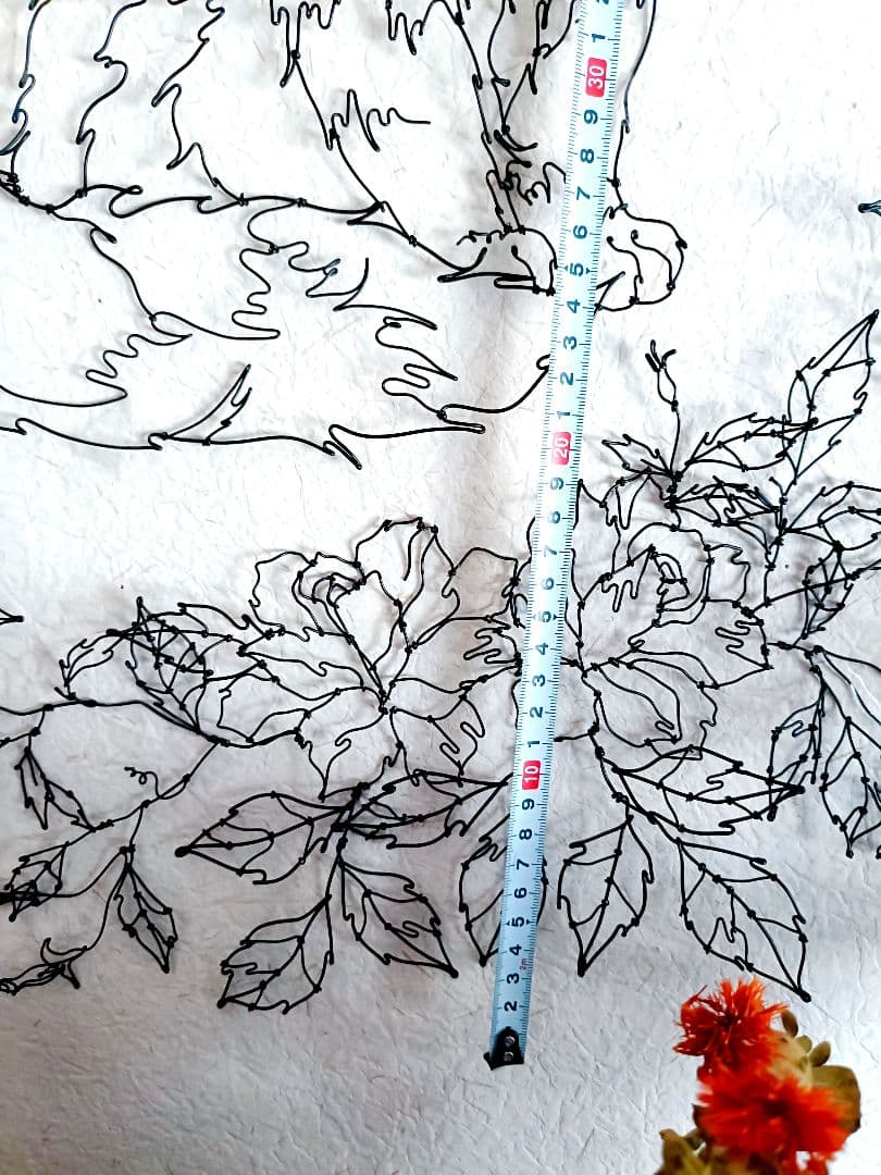 お値下げ中　つる薔薇　猫　ワイヤーアート　フラワーアート