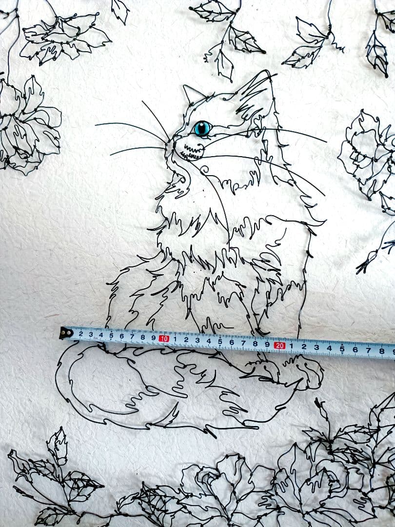 お値下げ中　つる薔薇　猫　ワイヤーアート　フラワーアート