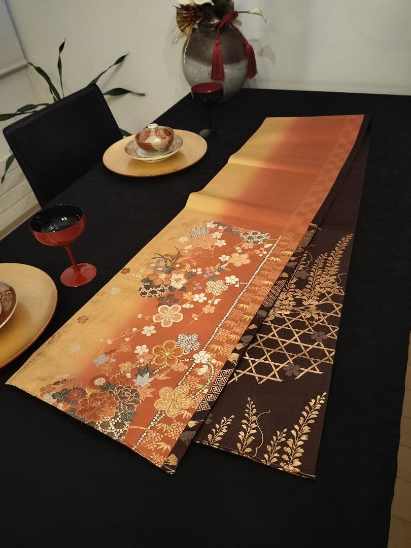 A928★逸品‼️ ひな祭り‼️正絹テーブルランナー2m14cm