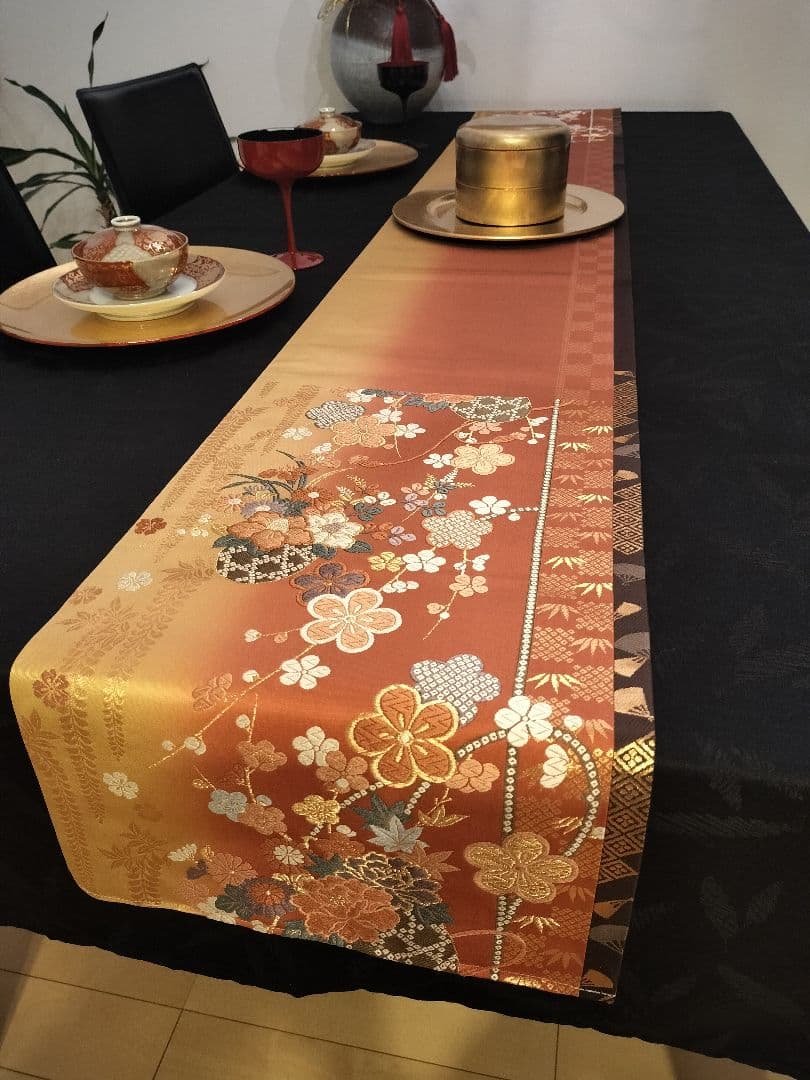 A928★逸品‼️ ひな祭り‼️正絹テーブルランナー2m14cm