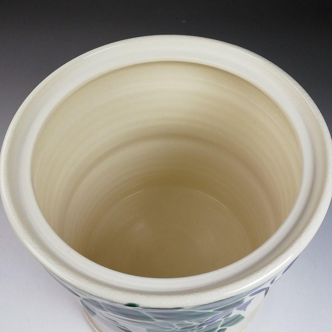 Ｔ９８５　水指　『青竹絵』『妙見窯 造』　共箱　茶道具