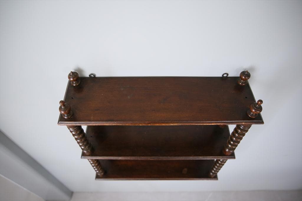 フランスアンティーク木製ウォールシェルフ/壁掛けラック/飾り棚(90-184)