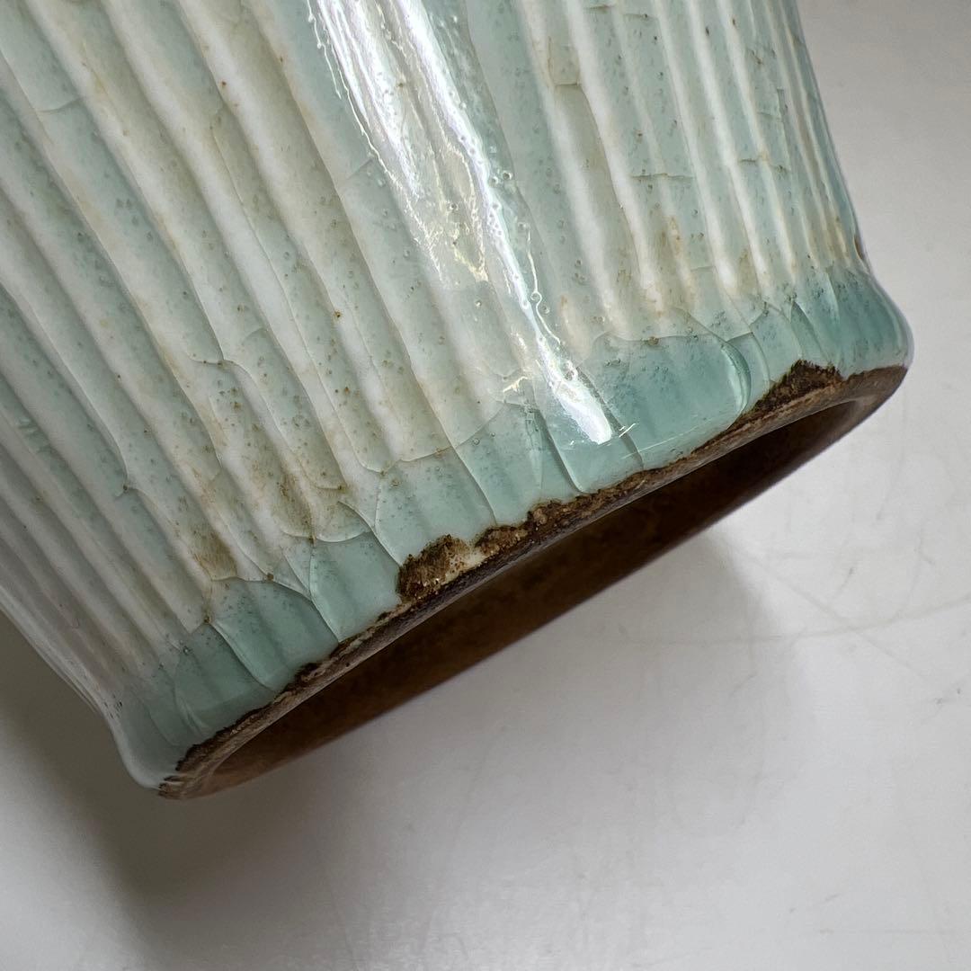 中国古窯　青白磁唐草文花瓶　高さ約25㎝　東Y8-0302☆2Fタエチ