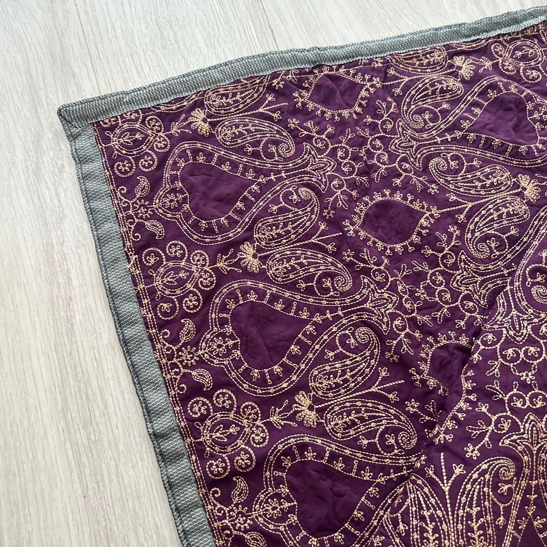 インド刺繍　ベルベット　ショール　紫