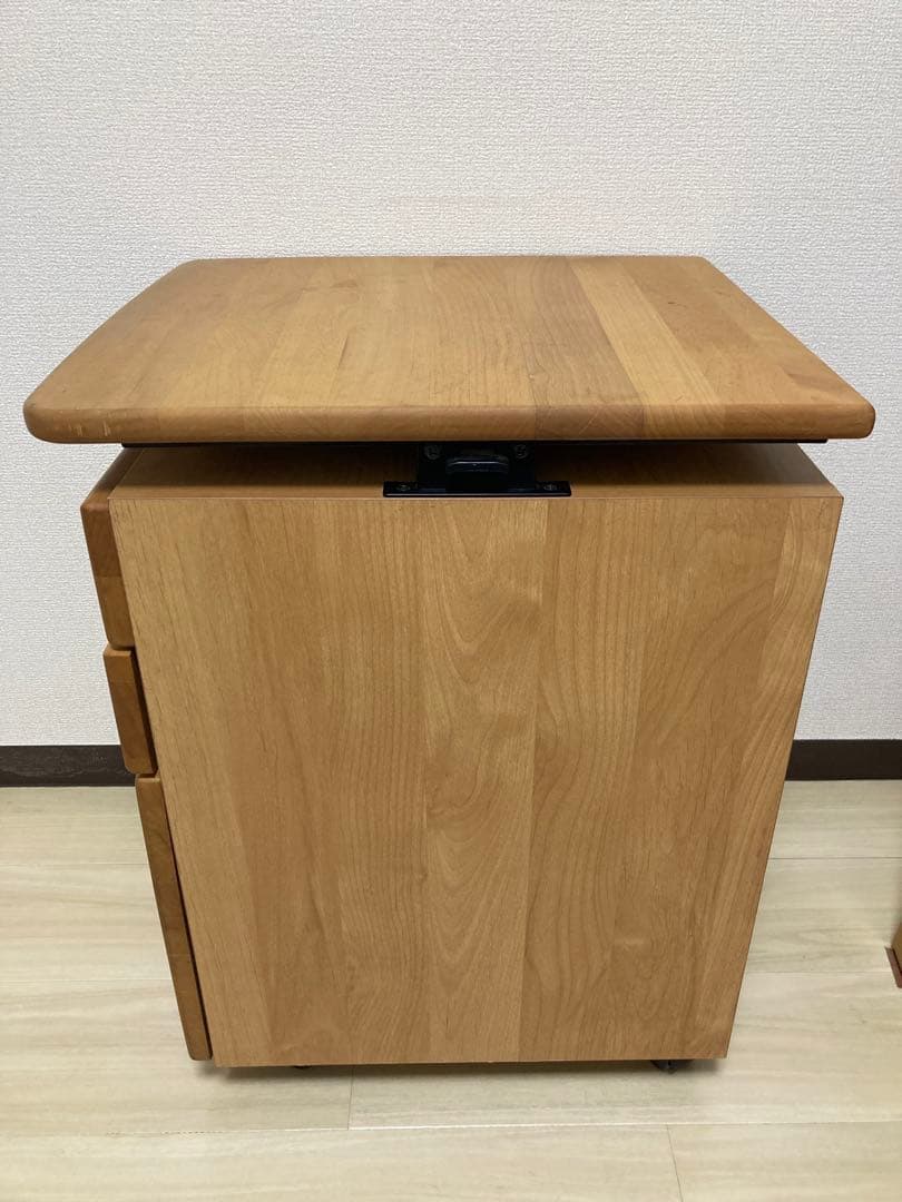堀田木工所　hotta woody　昇降式　ワゴン　袖机　学習机　国産　無垢