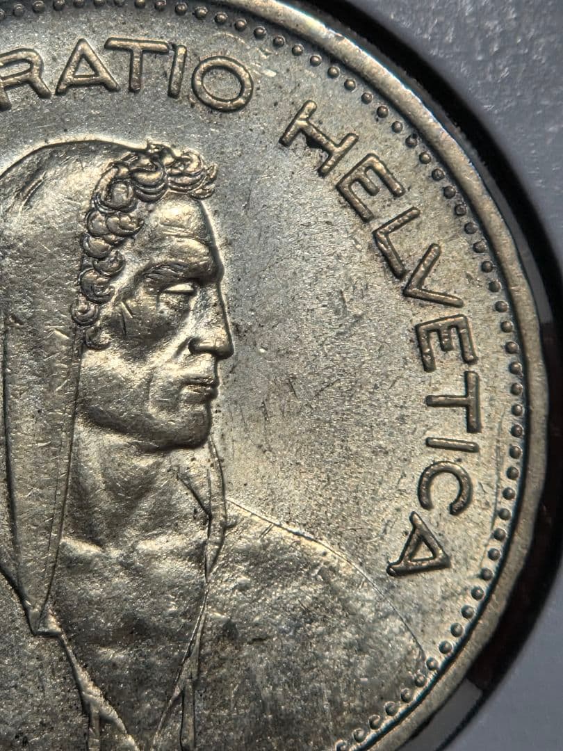 (初期年号)スイス連邦　農夫像　5フラン銀貨　1933 B