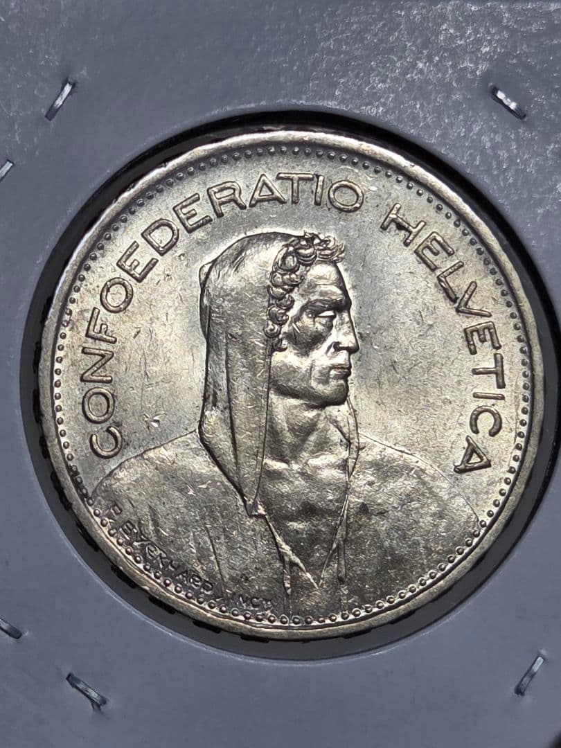 (初期年号)スイス連邦　農夫像　5フラン銀貨　1933 B