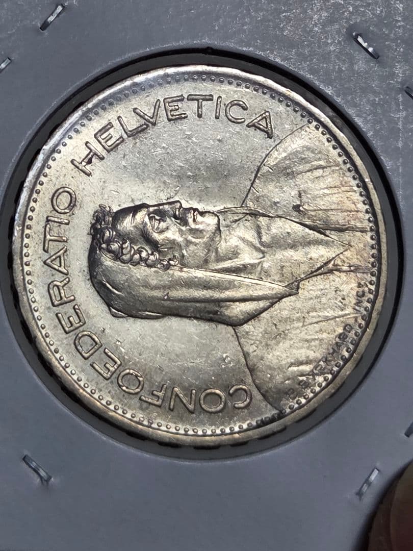 (初期年号)スイス連邦　農夫像　5フラン銀貨　1933 B