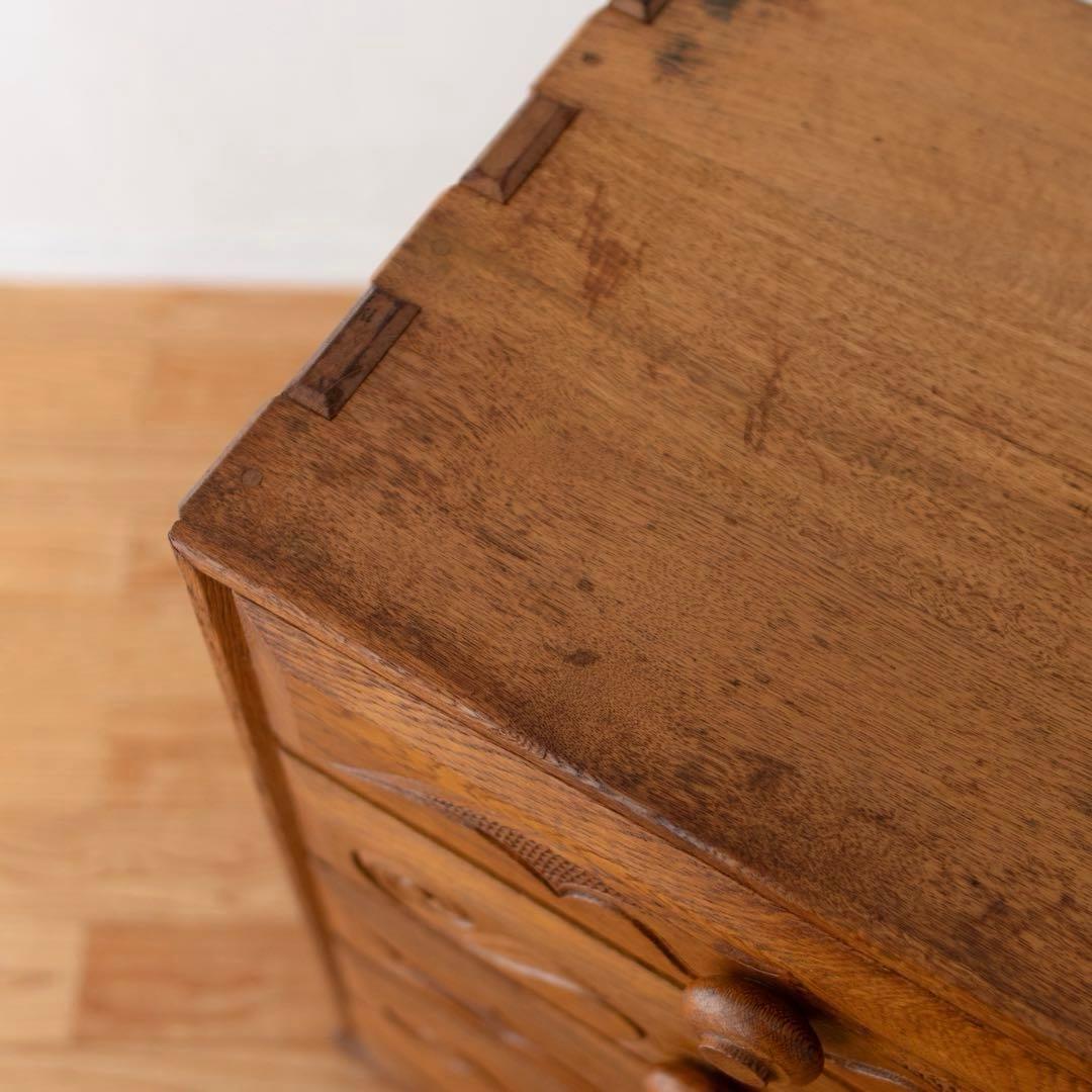 アイヌ文様　楢　オーク　チェスト　無垢材　民藝