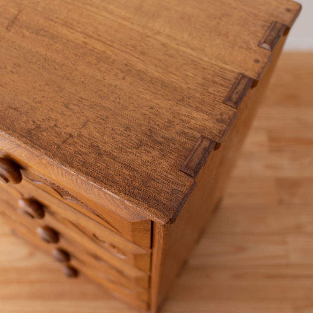 アイヌ文様　楢　オーク　チェスト　無垢材　民藝