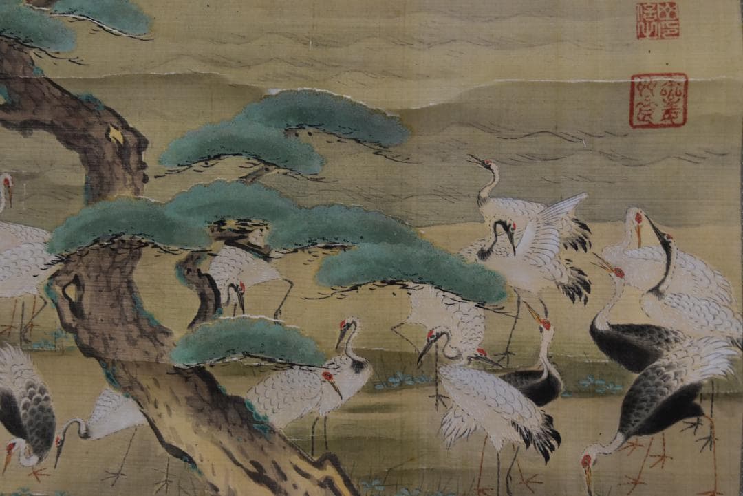 作者不詳/群鶴/千羽鶴/古画/掛軸☆宝船☆Z-729