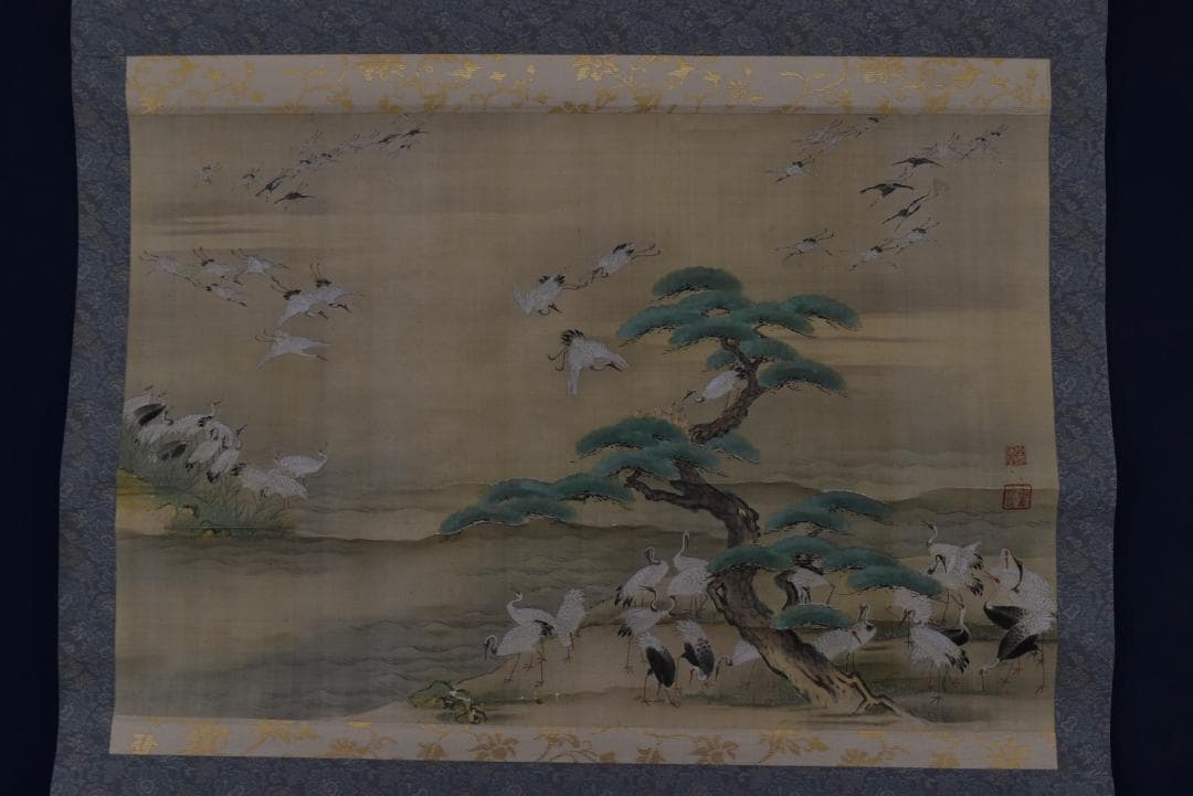 作者不詳/群鶴/千羽鶴/古画/掛軸☆宝船☆Z-729