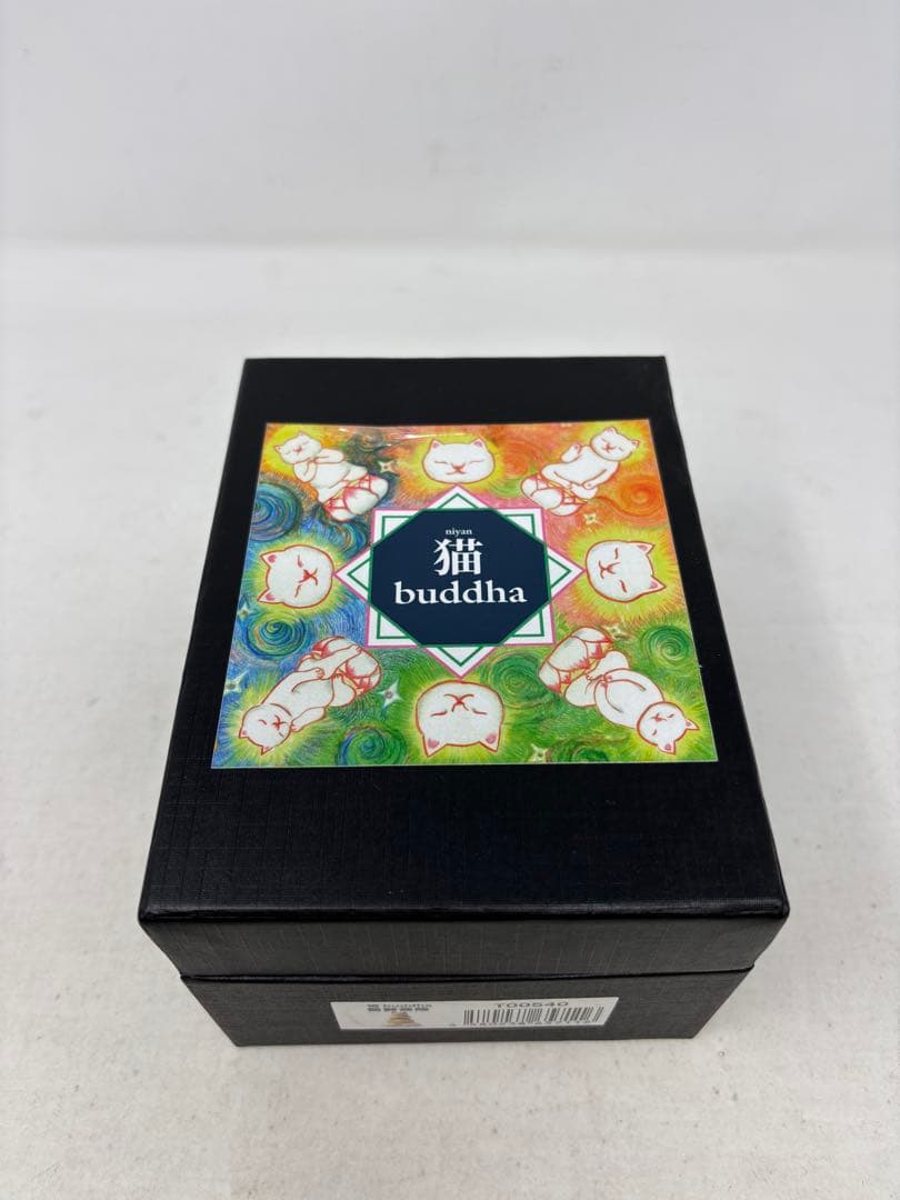 A1400 猫buddha にゃんぶっだ 普賢菩薩 木彫 縁起物 T00540