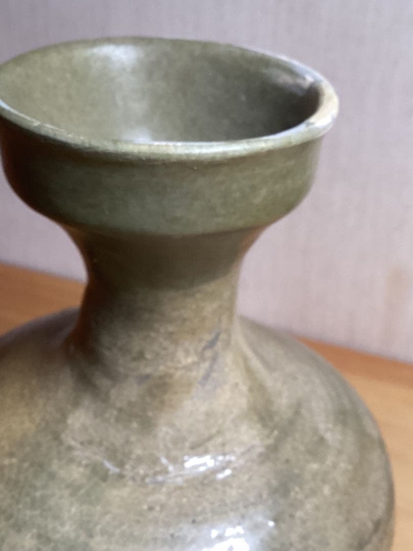 古美術骨董品　コレクター商品　高麗青磁酒器　花入　高さ約27cm 時代物