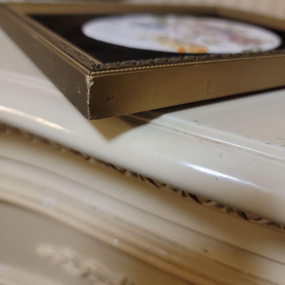 70'sイギリスアンティーク　陶板画　ヴィンテージ　お花のオーバルプレート陶板額