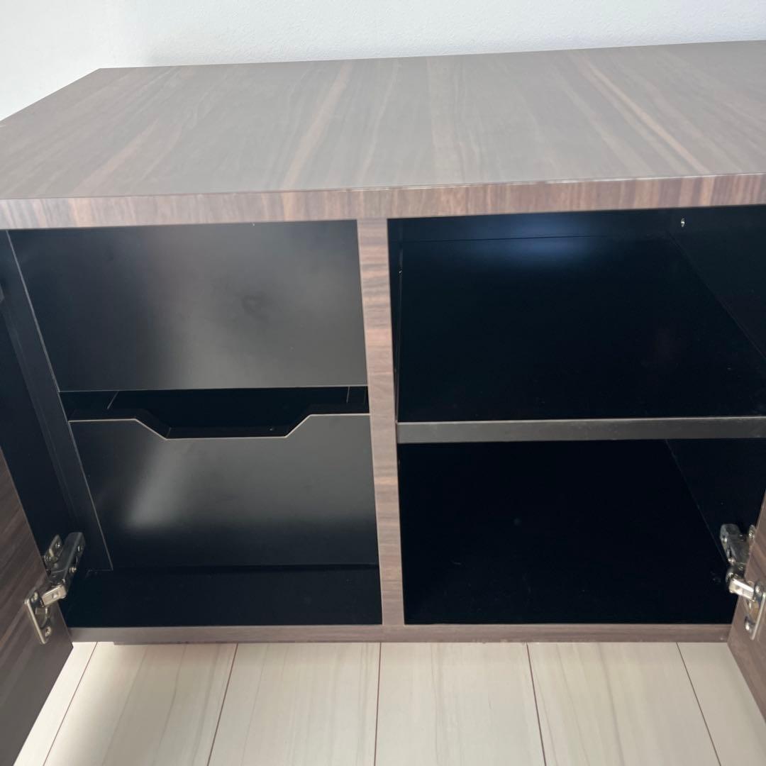 ダークブラウン 木製 テレビボード ガラス扉付き　フルオーダー　日本製