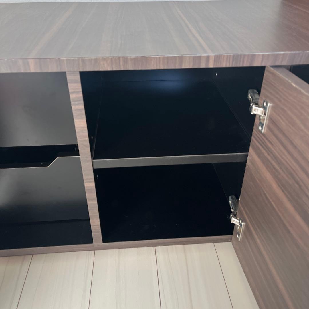 ダークブラウン 木製 テレビボード ガラス扉付き　フルオーダー　日本製