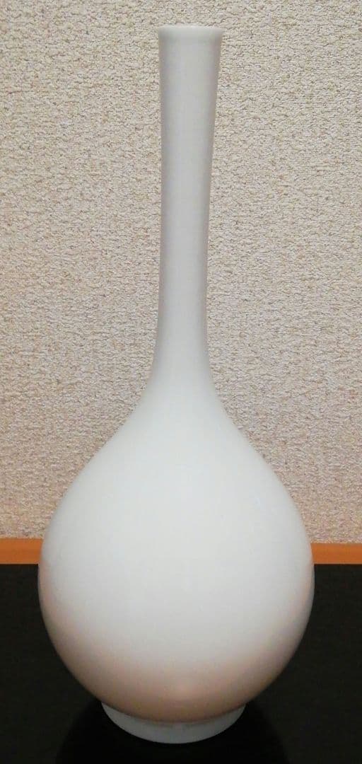 日本工芸会会員　奥川俊右衛門作　青白磁　水鳥文　花入　共箱　略歴付　花瓶