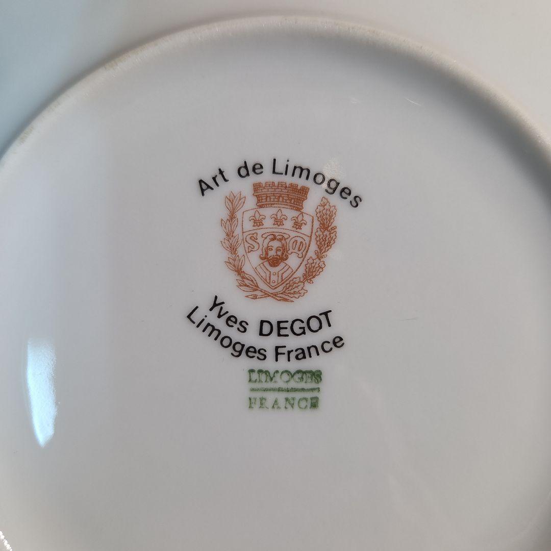 美品 リモージュ Yves DEGOT ソーサー 6枚セット 15cm 金彩 緑