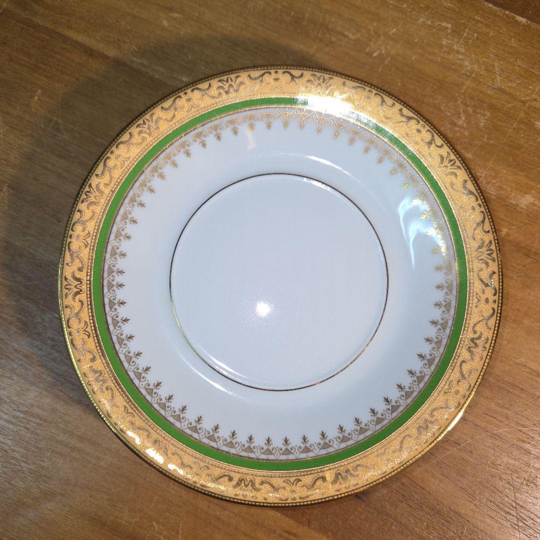 美品 リモージュ Yves DEGOT ソーサー 6枚セット 15cm 金彩 緑