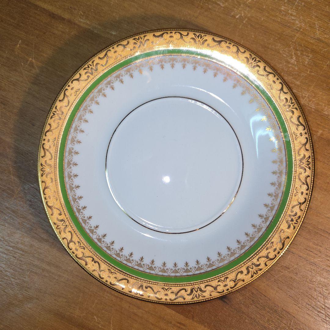 美品 リモージュ Yves DEGOT ソーサー 6枚セット 15cm 金彩 緑