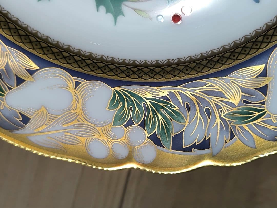 ノリタケ 限定品プレート 2000 ハチドリ 青い鳥 陶器 金彩