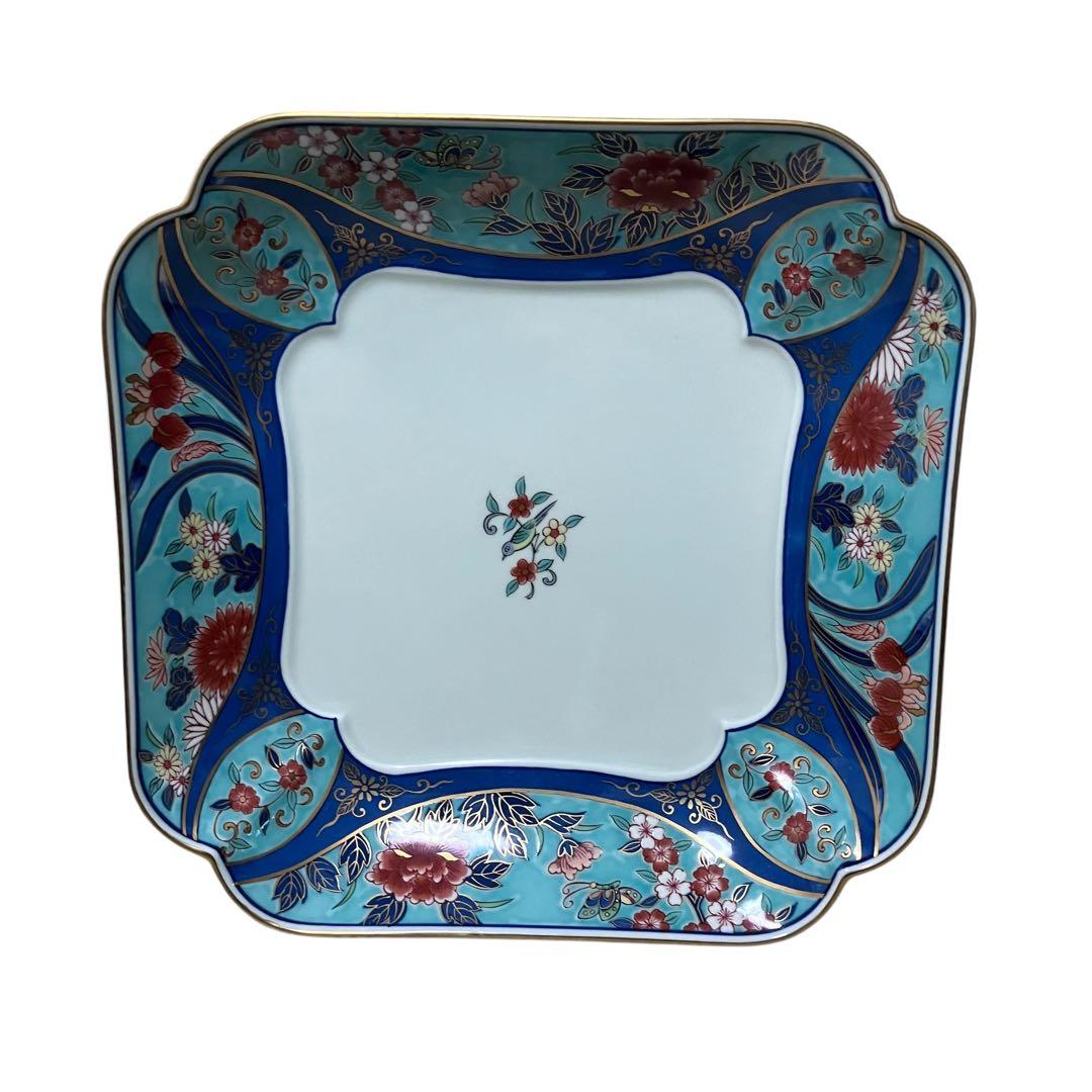 弥左衛門窯 有田焼 大皿 飾り皿 金彩 角皿 24.5×24.5