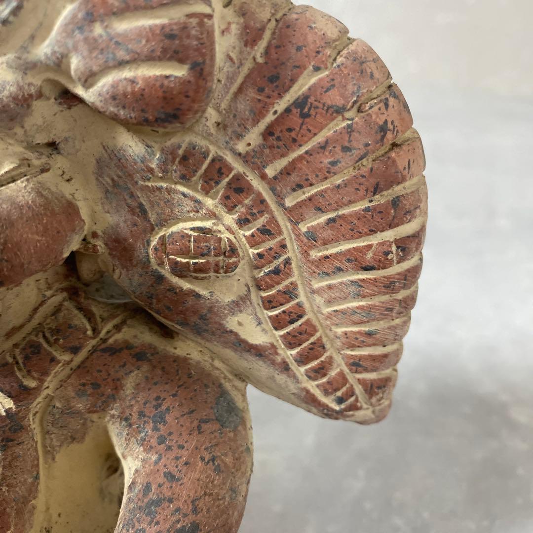 メキシコ　マヤ文明　戦士の土人形　テコラッタ　素焼き　ヴィンテージインテリア