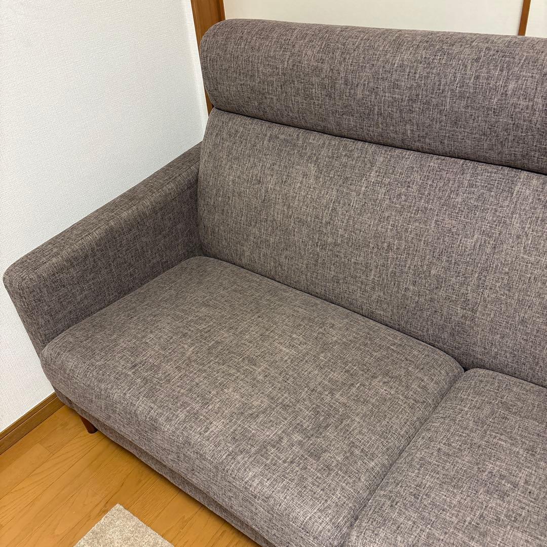 大塚家具 2.5人掛 ソファ「クロス」布ブラウン色 木脚ブラウン色