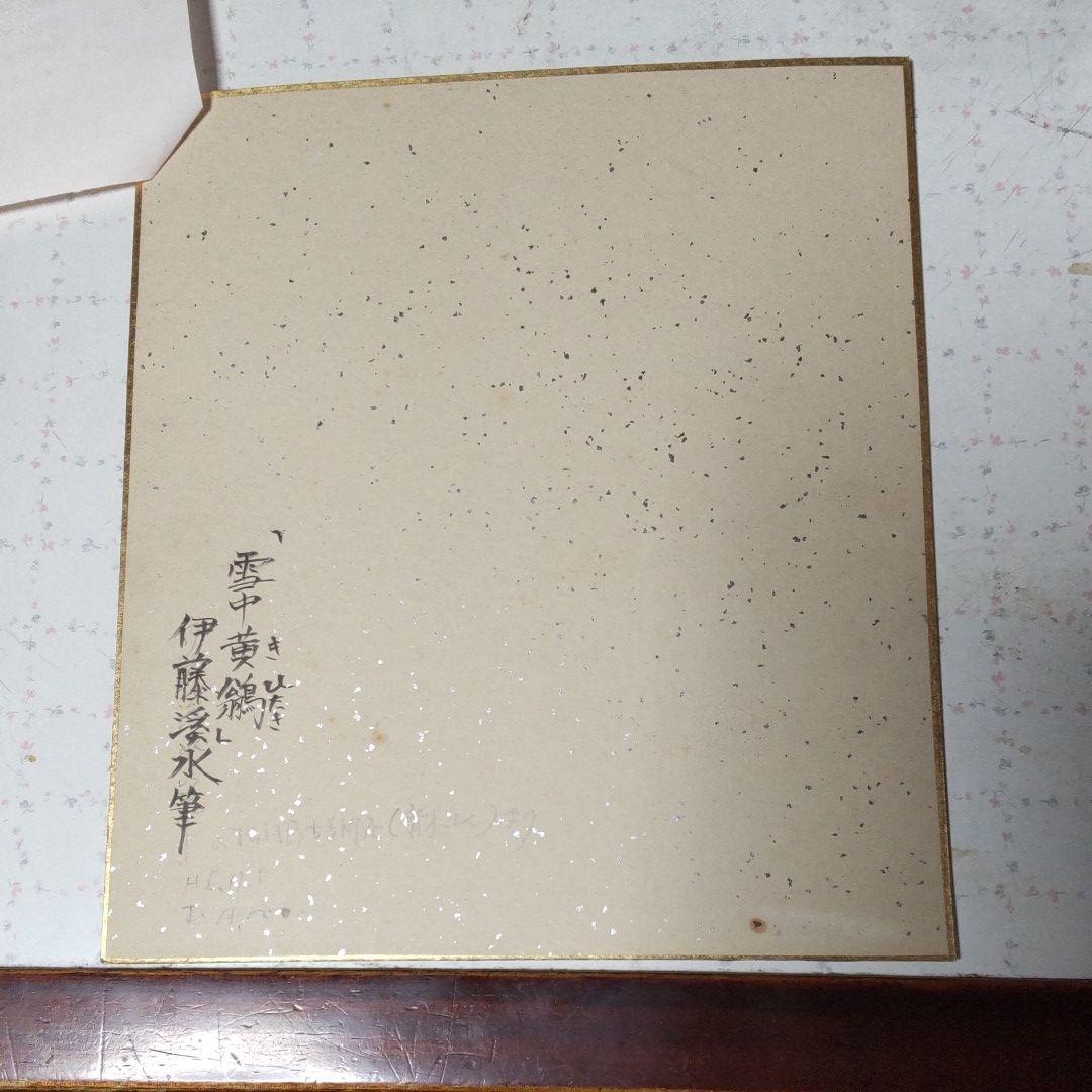 伊藤渓水「雪中黄鶲」【真筆】日本画 #岐阜委託No,5（緑ノート）