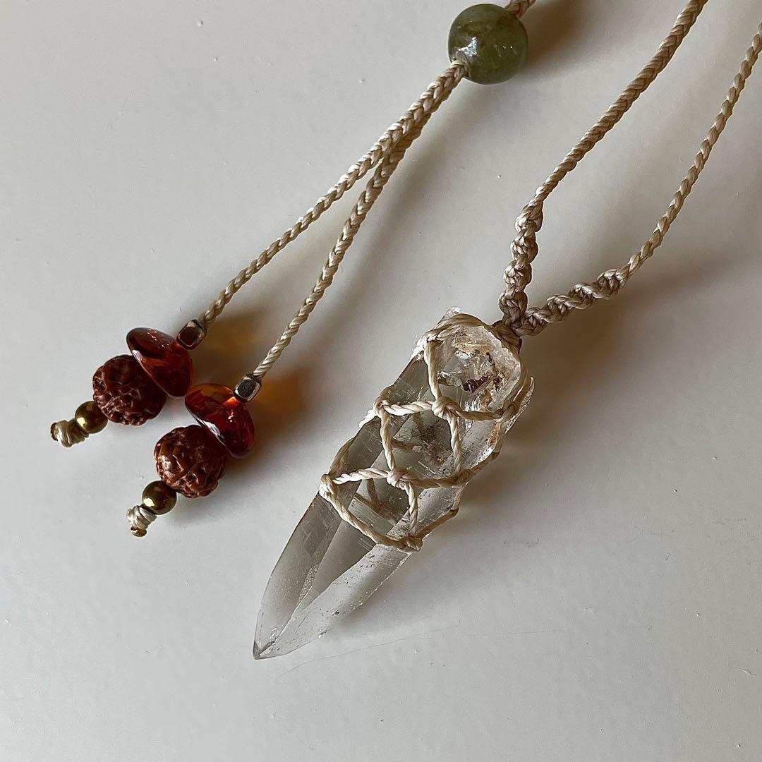 ヒマラヤ水晶 ガネッシュヒマール ＊ ハンドメイド マクラメネックレス 61