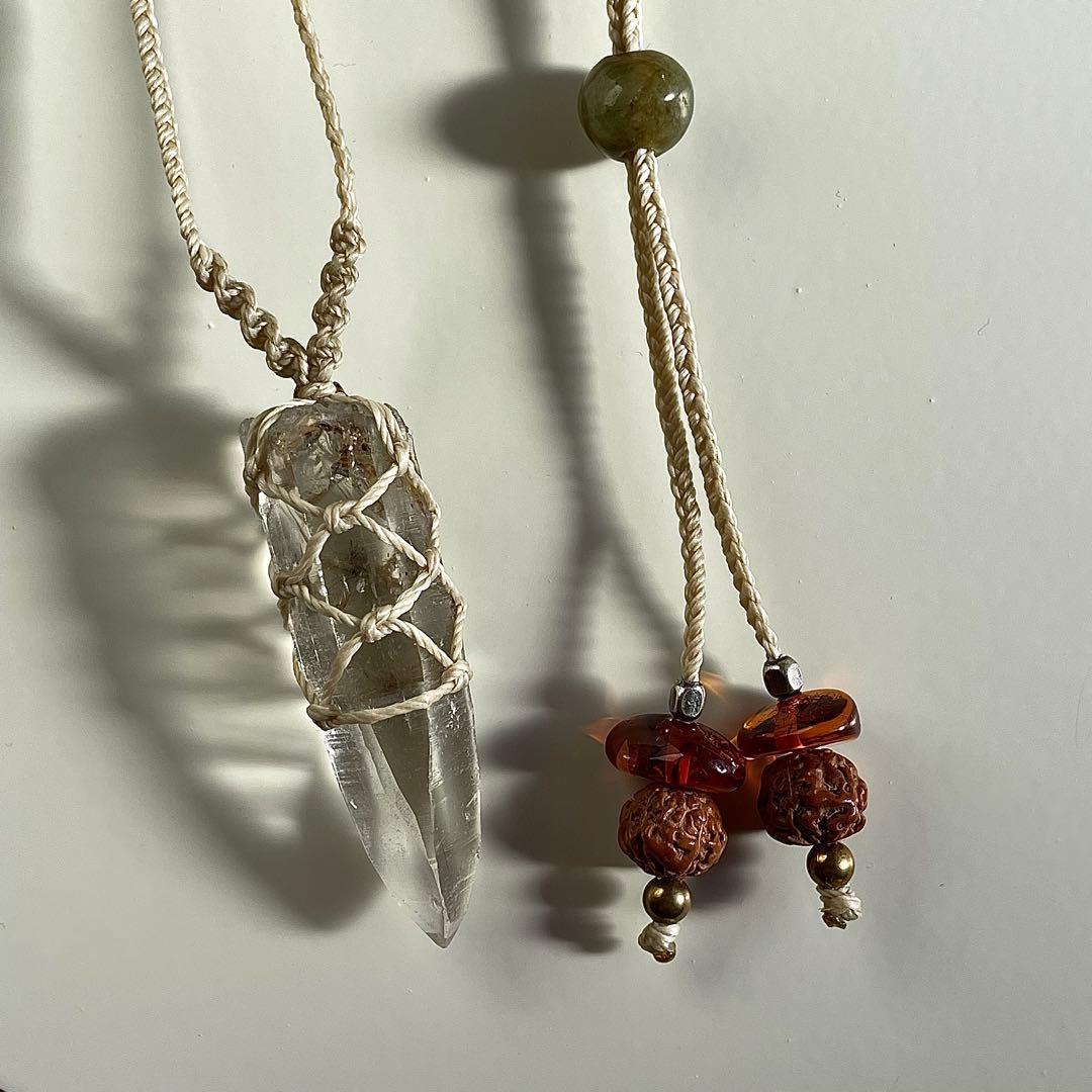 ヒマラヤ水晶 ガネッシュヒマール ＊ ハンドメイド マクラメネックレス 61