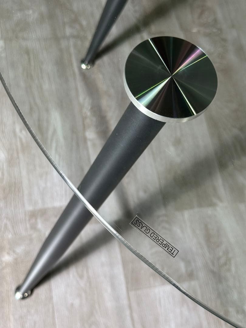 丸テーブル オシャレ 強化ガラス テーブル ラクラク組立 テーブル 新品